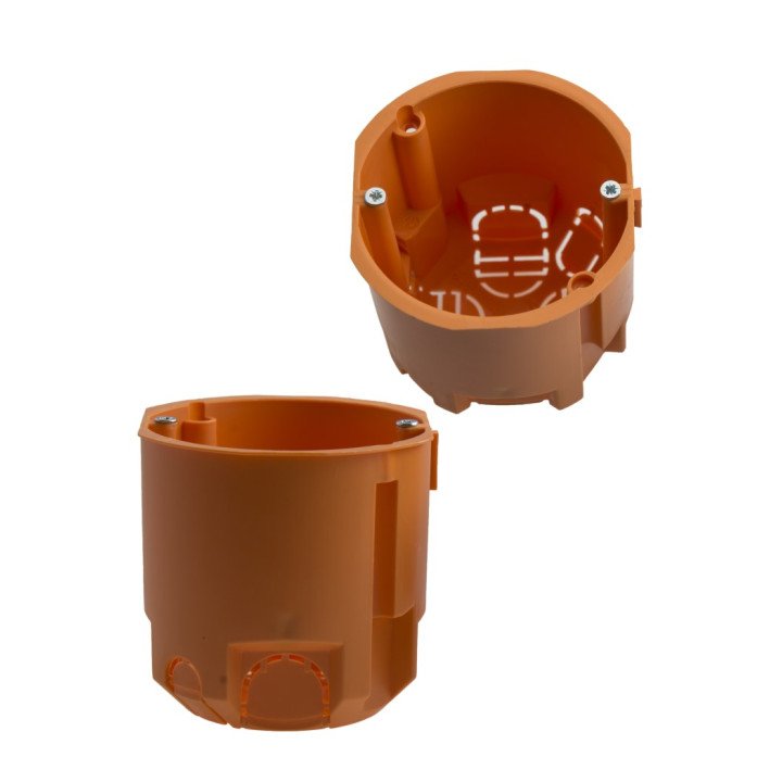 Junction box flush mounting deep orange with connections d73x73mm 650C