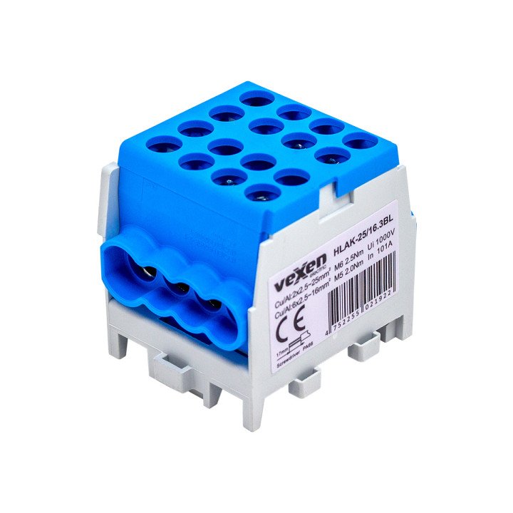 Клеммная колодка HLAK Al/CU 2x25-6x16mm синяя