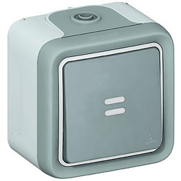 Painike Plexo IP 55 - valaistu N/O-kosketin - pinta-asennus - harmaa