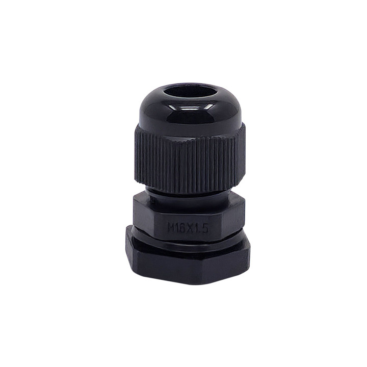 M16 mustast plastikust kaablitihend, IP68, 4-8mm