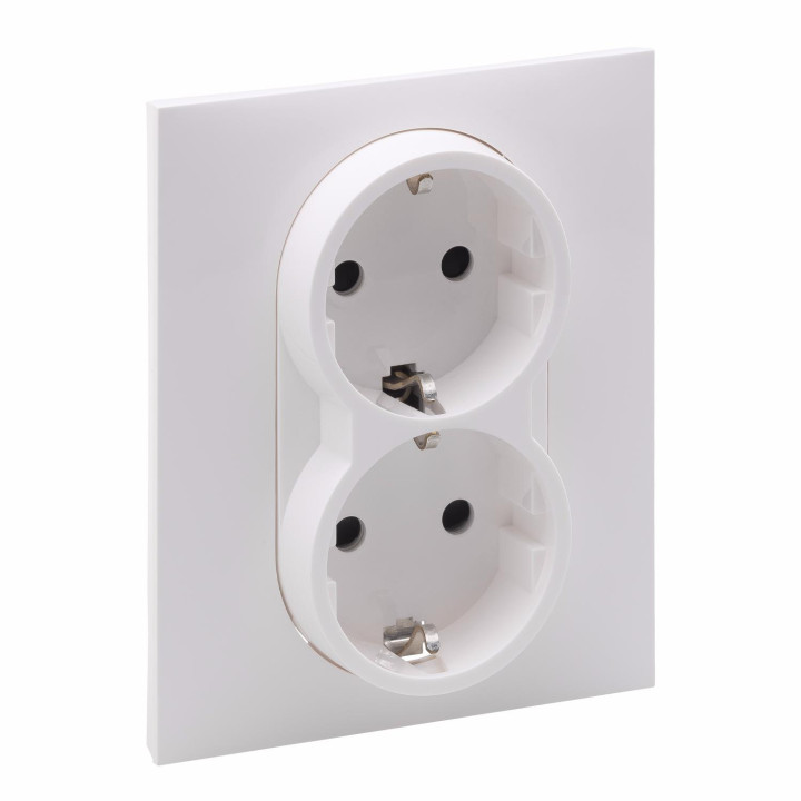 SUNO 2X2P+E SOCKET SCHUKO STANDARD AUTOM. LIITÄNNÄT SULKISET VALKOINEN