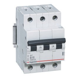 MCB RX 6000 - 3P - 400V - 16 A - B curve - prong/fork type supply busbars