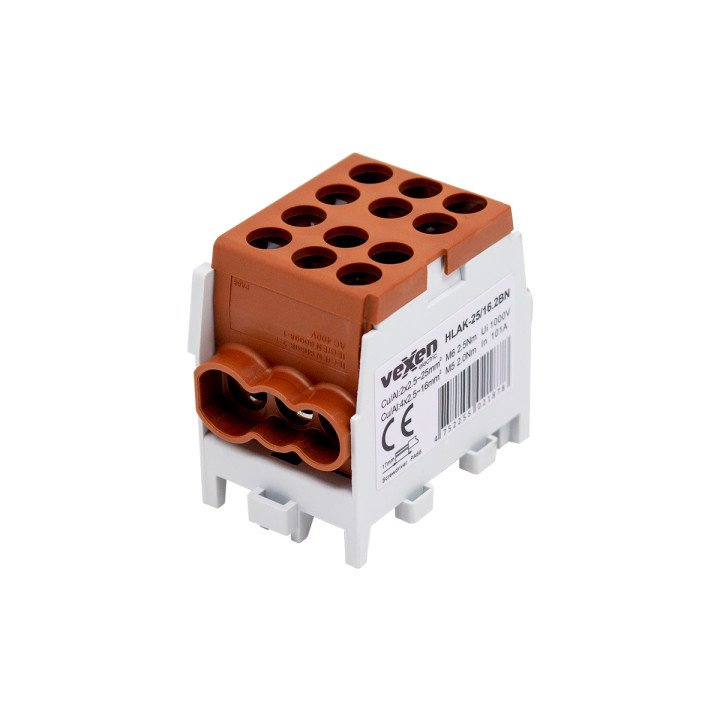 HLAK klemmbloks Al/CU 2x25-4x16mm brūns