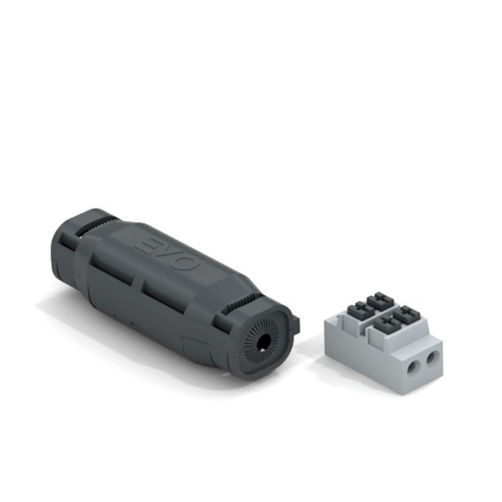 EVO straight gel insulated connection joint IP68 with two pole terminal block 0.5-1.5mm2 cables with diameter 0.75-2.5mm