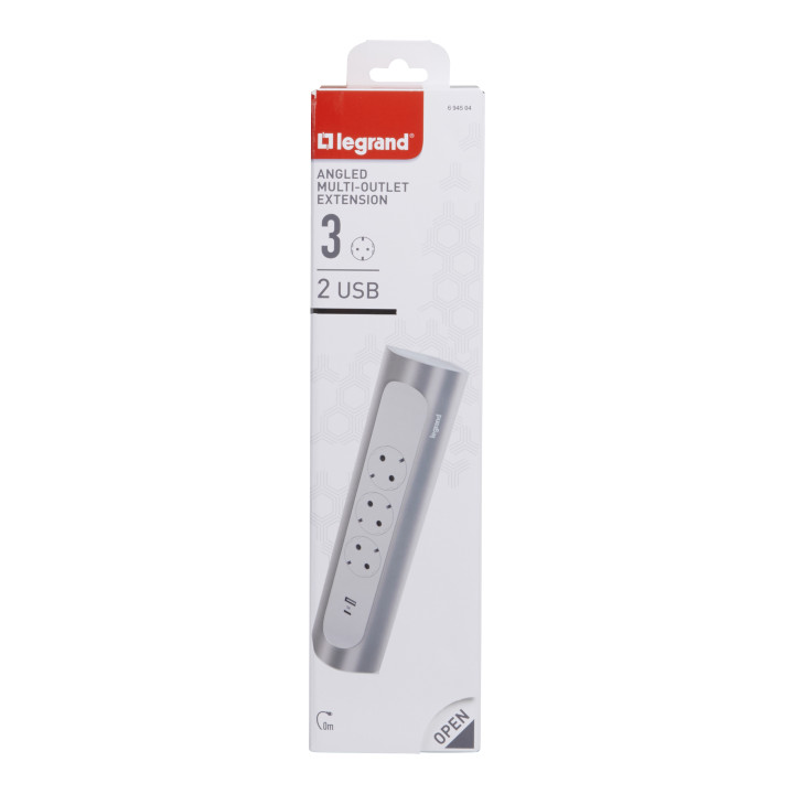 MOES SCH 3X2P+E NURGANURK USB A+C ILMA KAABLITA ALUMIINIUM VÄRVITUD VALGEKS