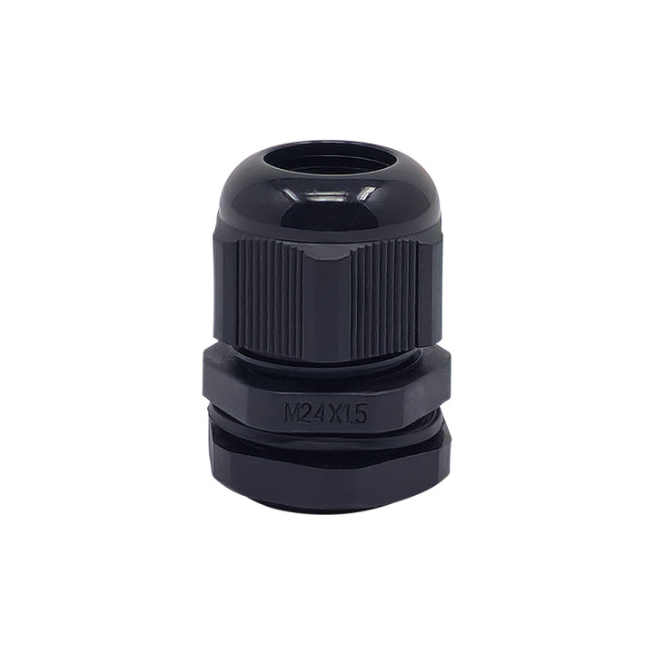 M24 black plastic cable gland, IP68, 10-12mm