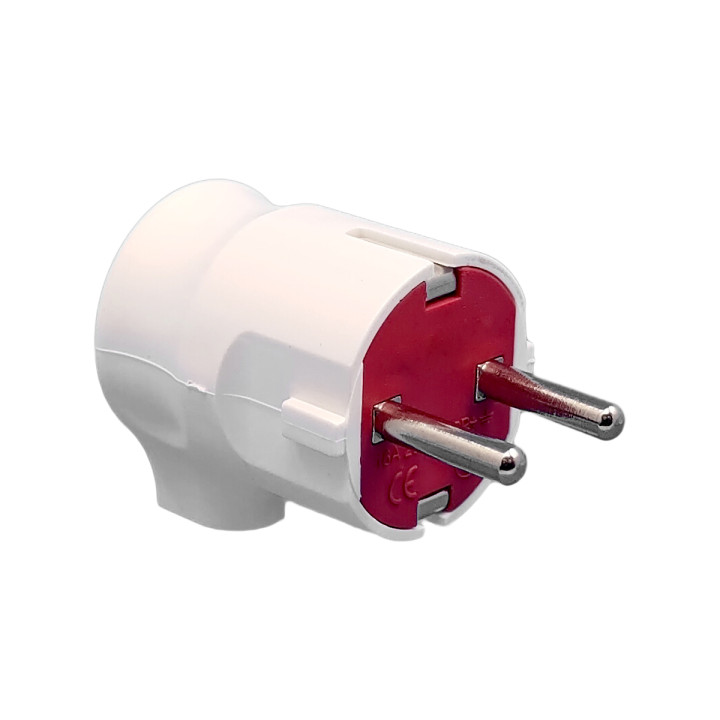VX1004W - Earthed, white L type plug standard
