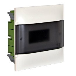 LEGRAND 1X6M FLUSH CABINET SMOKED DOOR E+N TERMINAL BLOCK FOR MASONRY WALL