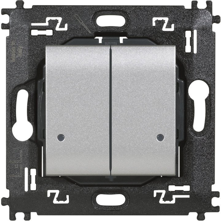 Double wireless light switch with 2 buttons to control 2 different connected devices for lights.