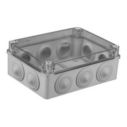 S-BOX box surface mounting IP65 190x140 x70mm transparent cover with glands