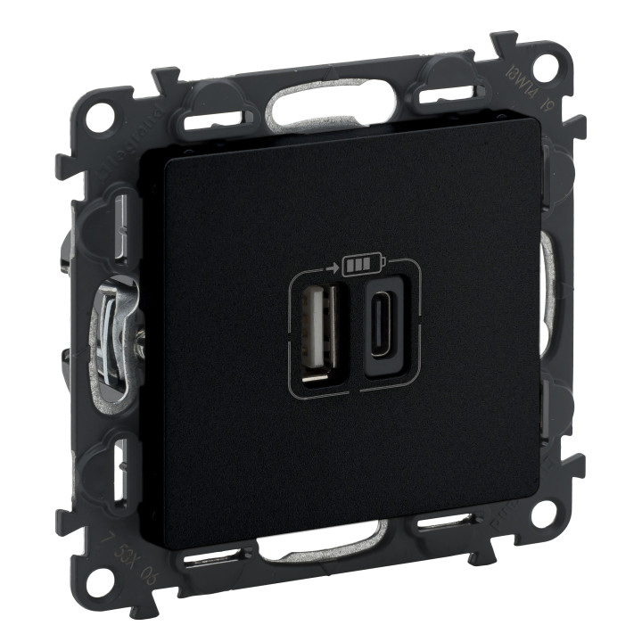 Valena Life USB A+C 15W modulis melns