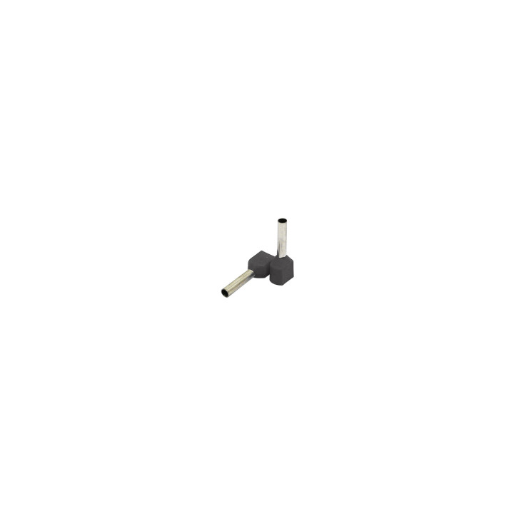 Insulated twin-end sleeve 0,75mm2/10mm, grey, 100 pcs