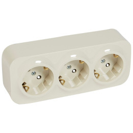Saksalainen vakiopistorasia 3 x 2P+E Forix - ikkunaluukkuilla - IP 2X - 16 A - 250 V - norsunluu