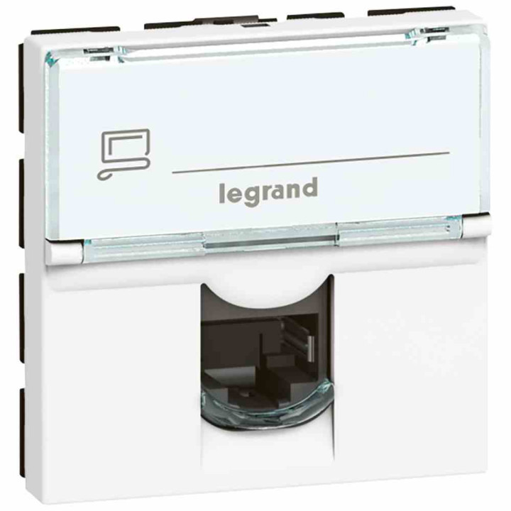 RJ 45 pistikupesa Mosaic Cat. 6A - STP - 2 moodulit - valge