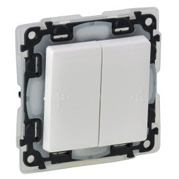 2-gang one-way switch Valena Life - 10 AX - 250 V - IP44 - white