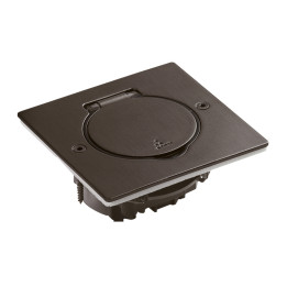 FLOOR SQUARE RECEPTACLE BRUSHED BROWN STEEL