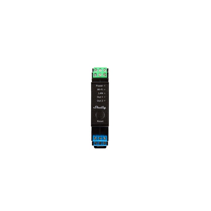 Shelly PRO 2PM WiFi + 2-клавишный интеллектуальный релейный коммутатор Ethernet с измерителем мощности и режимом рольставни - So