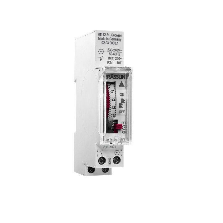 DIN-rail timer with one channel and daily program, quartz drive, analogue
