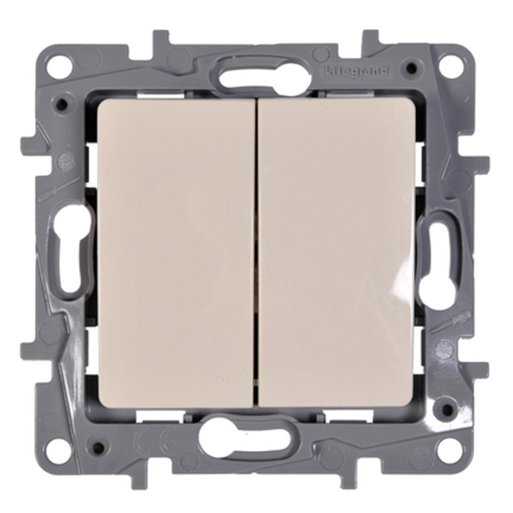 One-way switch Niloe - 2-gang - 10 AX - 250 V - automatic terminals - ivory
