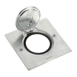 FLOOR SQUARE RECEPTACLE BRUSHED STAINLESS STEEL