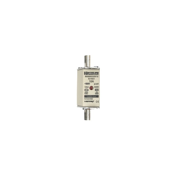 NH fuse-link gG, 500VAC, size 000, 10A double indicator/live tags