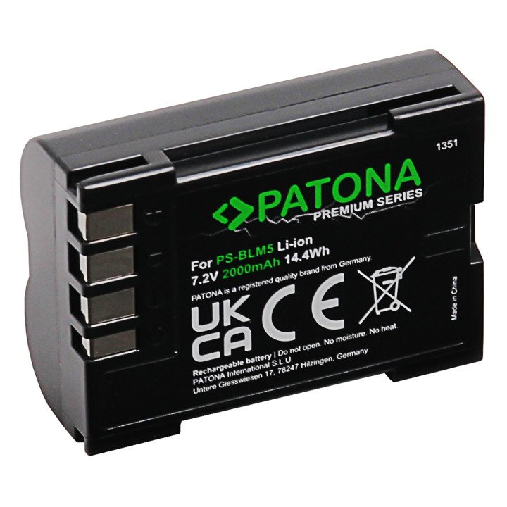 Patona PT1351 Battery Olympus BLM-1/BLM-5 2000mAh Li-Ion 7.2V Premium