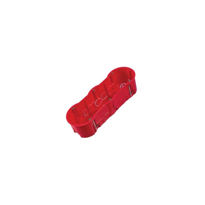 Junction box for gypsum 3-gang deep 3x68x60mm red halogenfree 850C