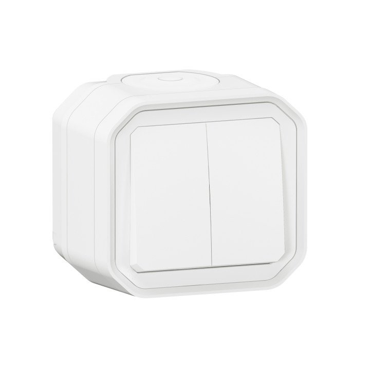 PLEXO 2 GANG 2-WAY SWITCH OR 2 GANG PUSH BUTTON - WHITE - SURFACE