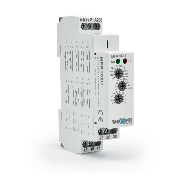 MFR102U Multifunctional time relay 2CO 16A 12-230V AC/DC