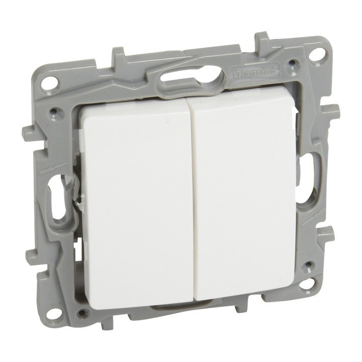 Two-way switch Niloe - 2-gang - 10 AX - 250 V - automatic terminals - white