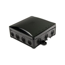 Junction box surface mounting IP54 95x95x40mm with glands black UV