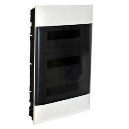 LEGRAND 3X18M FLUSH CABINET SMOKED DOOR E + N  TERMINAL BLOCK FOR MASONRY WALL
