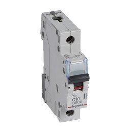 MCB TX 6000 - 1P - 230/400 V - 10 A - C curve - prong/fork type supply busbars