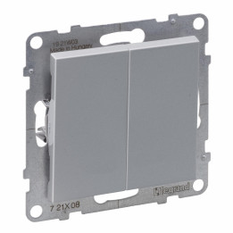 SUNO 2-GANG TWO-WAY SWITCH 10AX AUTOMATIC TERMINALS ALUMINIUM