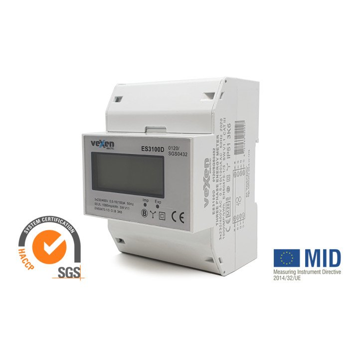 ESM3100D Three phases one tariff energy meter 100A MID certificated