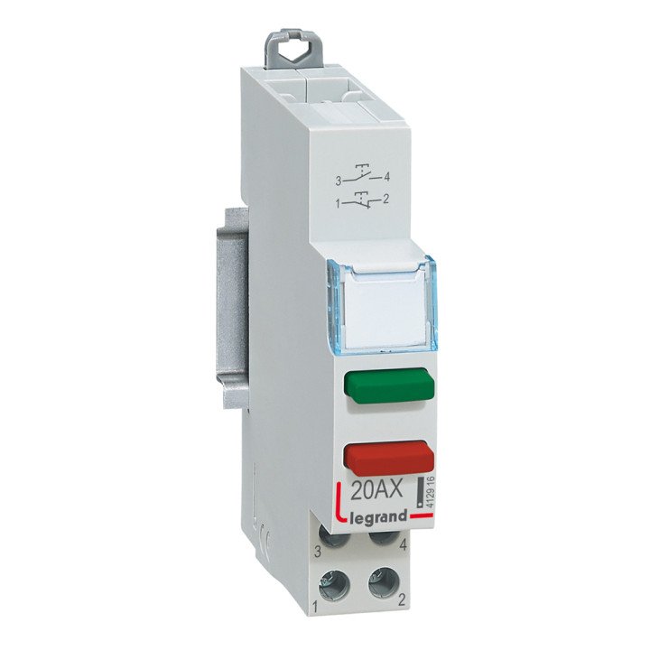 Push-button dual functions - 20 A - 250 V - NO (green) + NC (red)