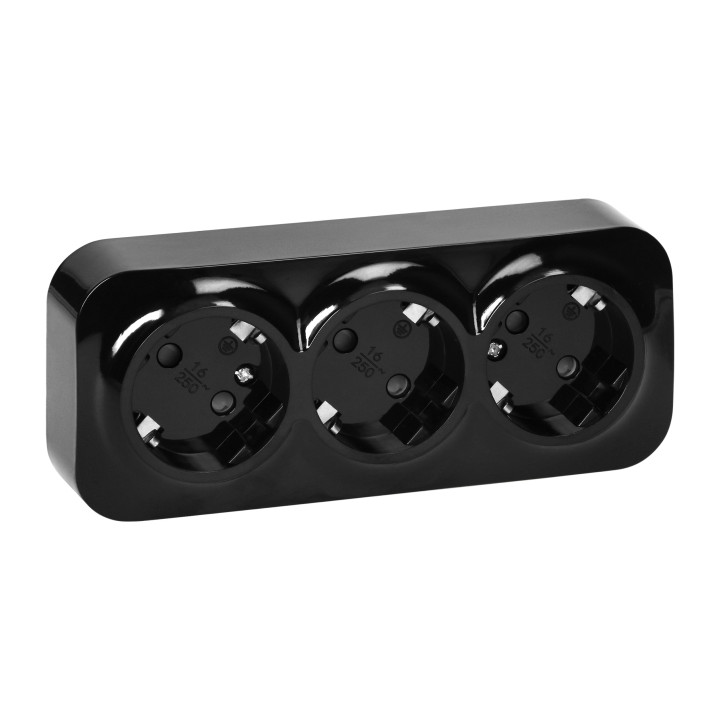Orno trīs-ieteka Schuko ToDo IP20, 16A, melna