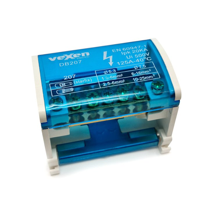 Distribution block 2x7, 125A/500V