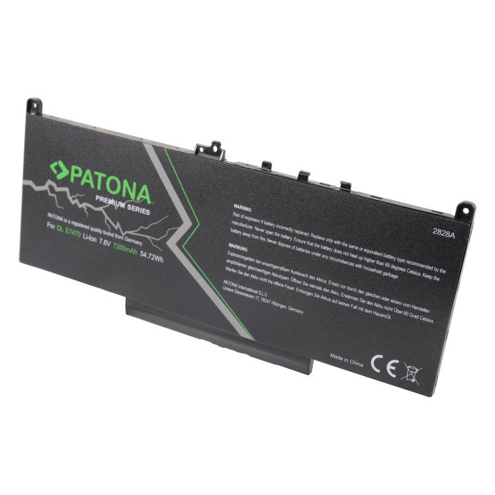 Patona PT2828 Premium Laptop Battery for Dell Latitude E7260/E7270/E7470, 7200mAh, 7.6V, Li-ion
