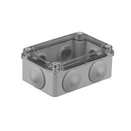 S-BOX box surface mounting IP65 120x 80 x50mm transparent cover with glands grey