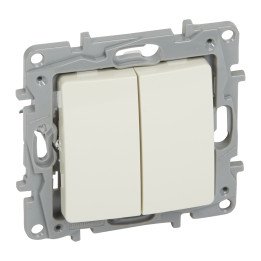 Two-way switch Niloe - 2-gang - 10 AX - 250 V - automatic terminals - ivory