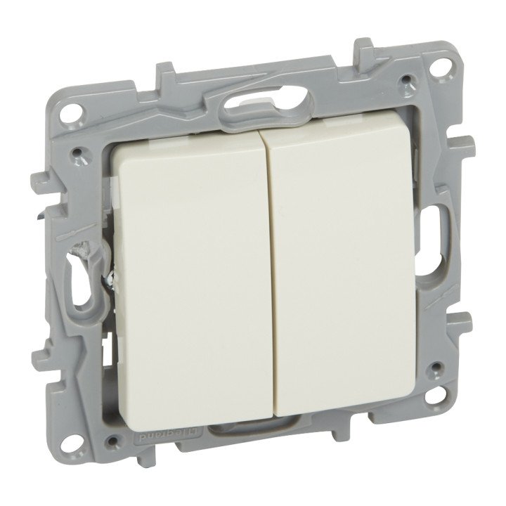 Two-way switch Niloe - 2-gang - 10 AX - 250 V - automatic terminals - ivory