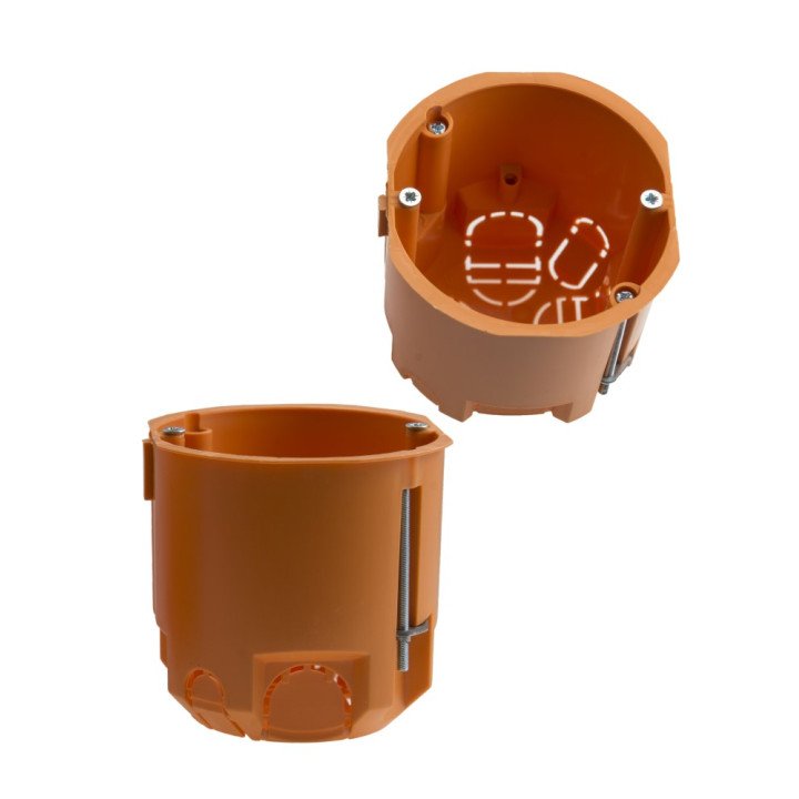 Junction box for gypsum 1-gang deep with connections d73x73mm orange 650C