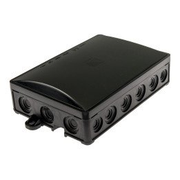 Junction box surface mounting IP54 135x95x40mm with glands black UV