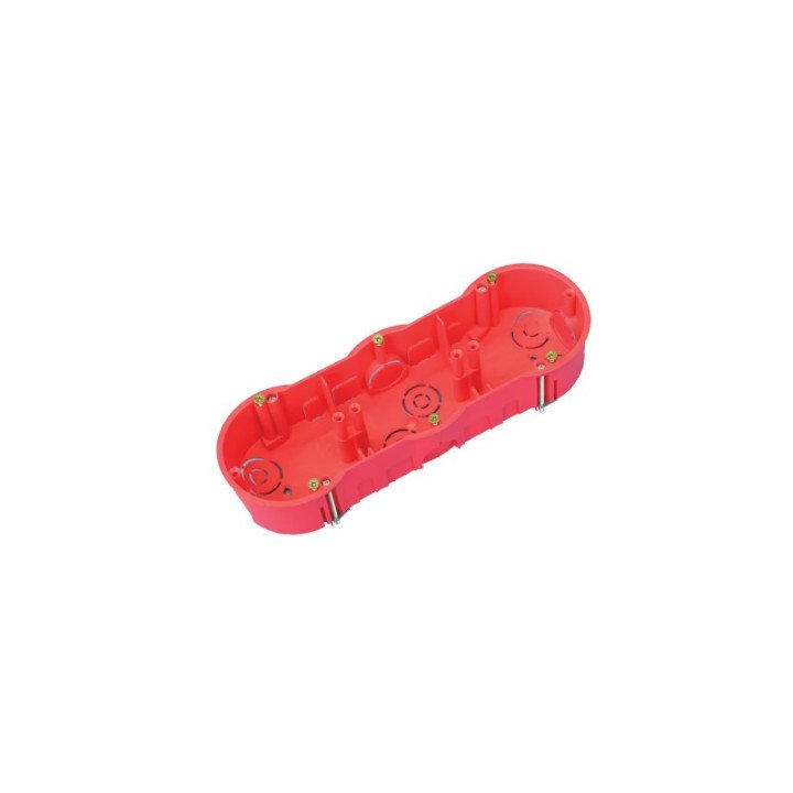 Junction box for gypsum 3-gang 3x68/44mm red halogenfree 850C