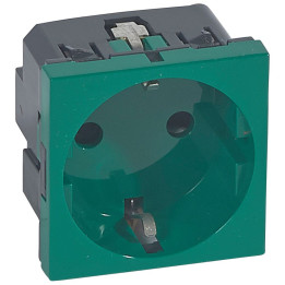 Socket outlet Mosaic - German std - 2P+E auto term - 2 mod - green antimicrobial