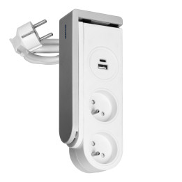 Stalinis maitinimo blokas su USB įkrovikliu ir spyruokliniu segtuku