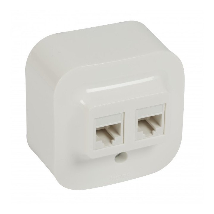 2 x RJ 45 socket Forix - surface mounting - IP 2X - UTP cat. 5e - white