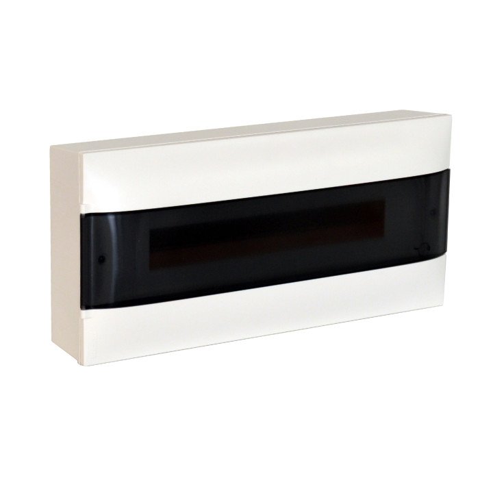 LEGRAND 1X22M SURFACE CABINET SMOKED DOOR EARTH + NEUTRAL TERMINAL BLOCK