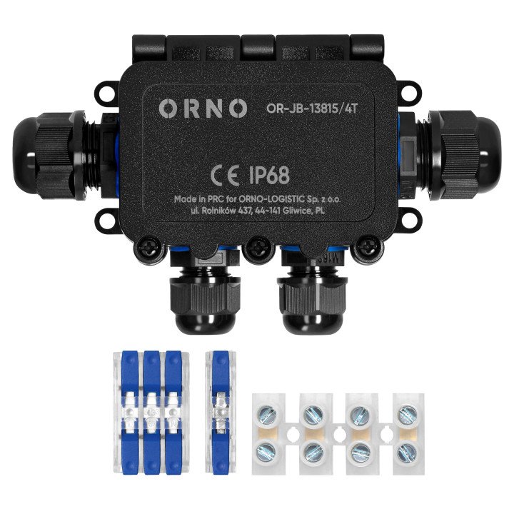 Surface-mounted junction box HD IP68, 0.75-4.0mm2, 2 glands M20, 2 glands M16, T-type